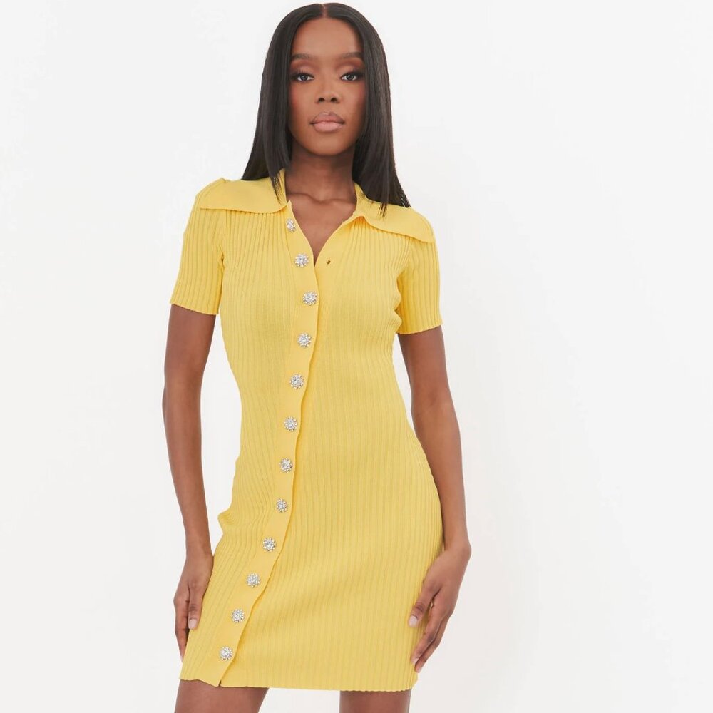 Audrey Dress Fumi the Label Size Large Yellow Knit